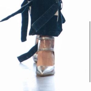 Silver Leather Ankle Heels